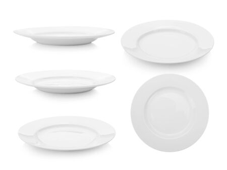 white plate on white backgroundの写真素材