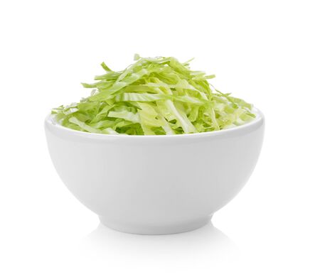 slice cabbage bowl on white backgroundの写真素材
