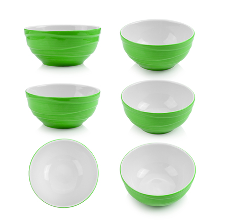green bowl on white backgroundの写真素材