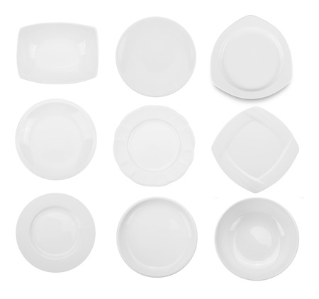 set of plate on white backgroundの写真素材