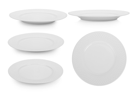 white ceramic plate on white backgroundの写真素材