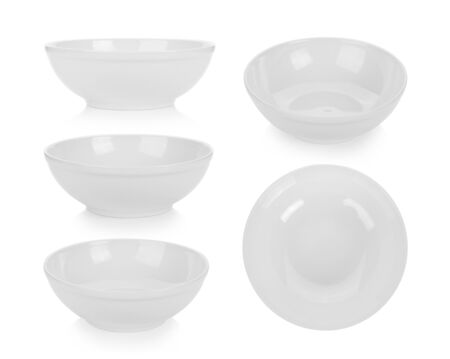 white ceramic bowl on white backgroundの写真素材