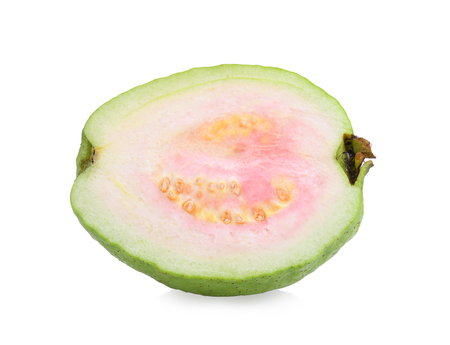 pink guava isolated on white backgroundの写真素材