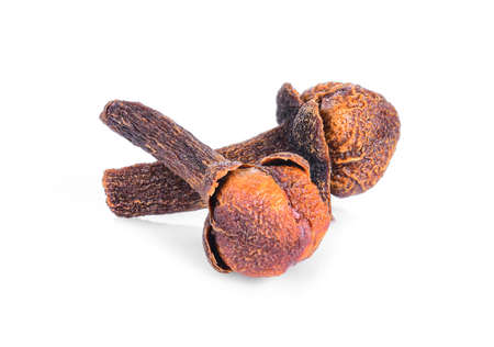cloves spices on white backgroundの写真素材