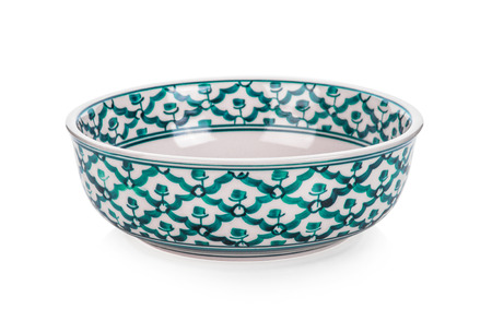Vintage ceramic bowl on white backgroundの写真素材