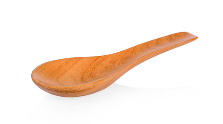 wood spoon on white backgroundの写真素材