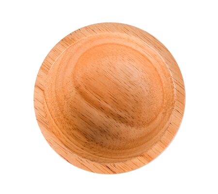 top view wood bowl on white backgroundの写真素材