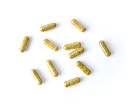 Herbal Capsules on white backgroundの写真素材