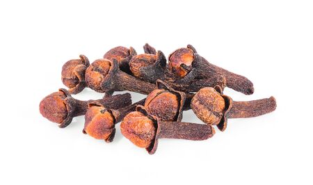 cloves spices on white backgroundの写真素材