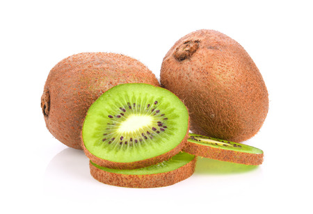 kiwi fruit on white backgroundの写真素材