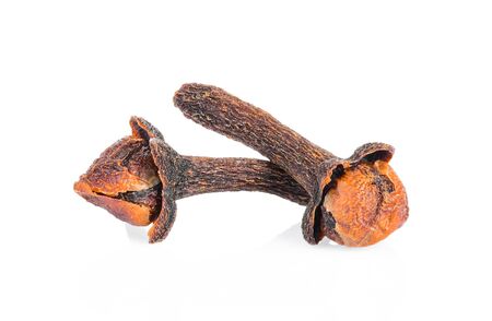 cloves spices on white backgroundの写真素材