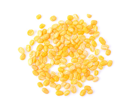 Green beans seeds on white background. top viewの写真素材