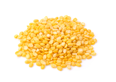 Green beans seeds isolated on white background. top viewの写真素材