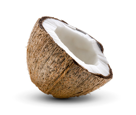 Half Coconut isolated on white backgroundの写真素材