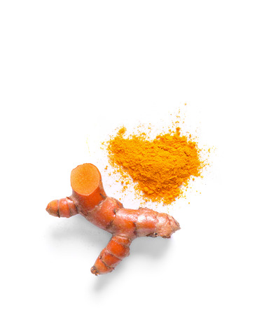 turmeric isolated on white backgroundの写真素材
