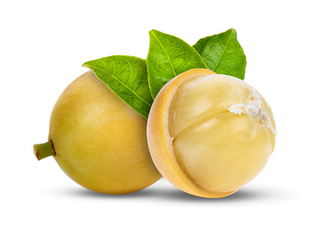 Rambeh tropical  fruit with leaf on white background.の写真素材