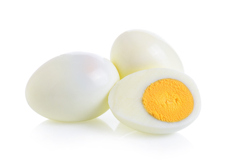boiled egg on white backgroundの写真素材