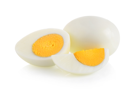 boiled egg isolated on white backgroundの写真素材