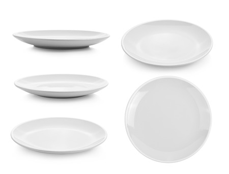 ceramic plate on white backgroundの写真素材