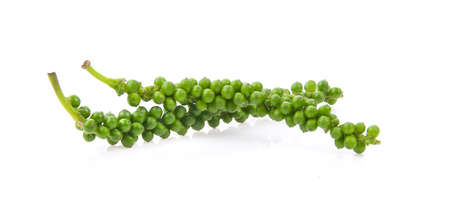 Fresh green peppercorns isolated on a white background.の写真素材