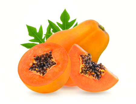 papaya on white backgroundの写真素材