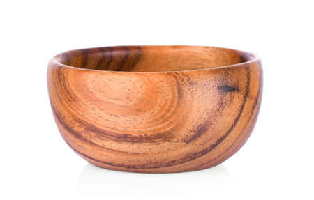 wood bowl on white backgroundの写真素材