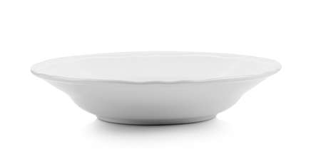 empty plate isolated on white backgroundの写真素材