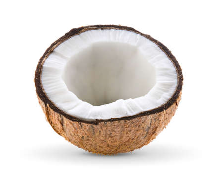 half coconut isolated on white backgroundの写真素材