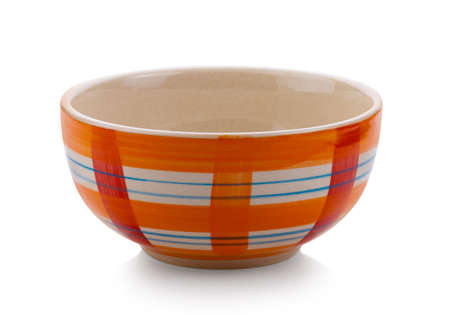 empty ceramic bowl isolated on white backgroundの写真素材
