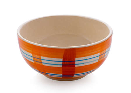 empty ceramic bowl isolated on white backgroundの写真素材