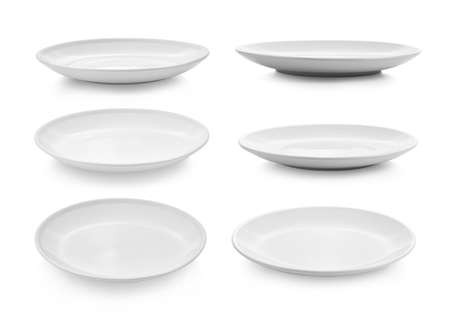 white ceramic plate on white backgroundの写真素材