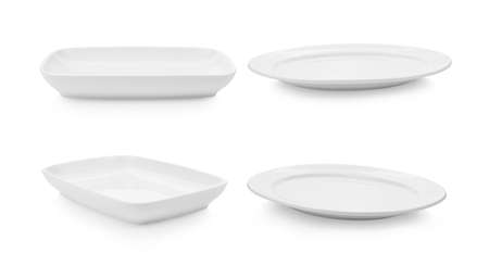 empty plate on white backgroundの写真素材