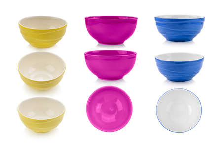 set of bowl on white backgroundの写真素材