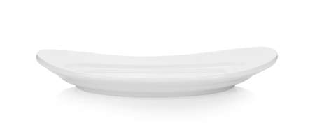 ceramic white plate isolated on white backgroundの写真素材