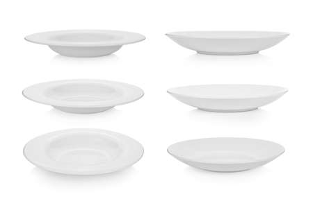 set of plate on white backgroundの写真素材