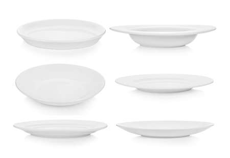 set of empty plate on white backgroundの写真素材