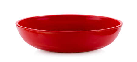 red ceramic bowl isolated on white backgroundの写真素材