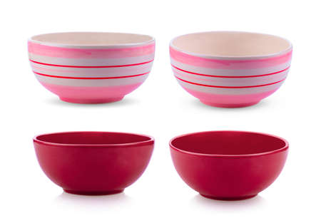 set of ceramic bowl isolated on white backgroundの写真素材