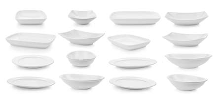 empty ceramic bowl on white backgroundの写真素材