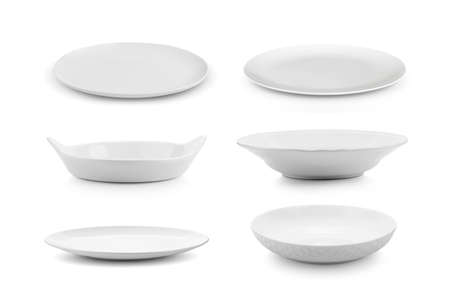 Empty plate isolated on a white backgroundの写真素材