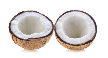 half coconut isolated on a white backgroundの写真素材