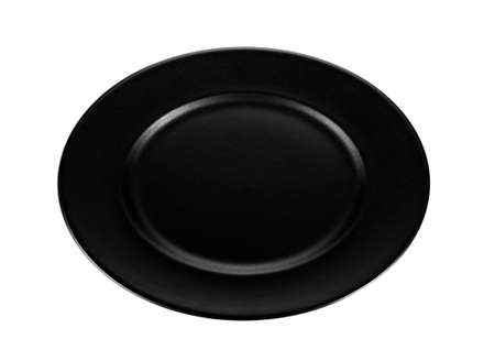 black plate isolated on white backgroundの写真素材