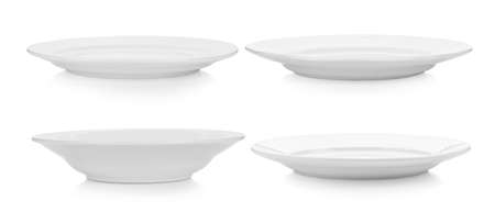 ceramic white plate isolated on white backgroundの写真素材