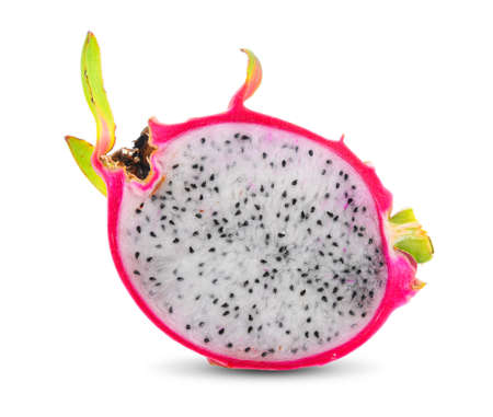 half dragonfruit isolated on white backgroundの写真素材