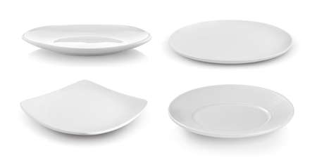 white plate isolated on white backgroundの写真素材
