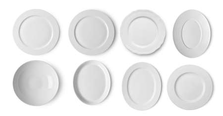 set of plate on white background top viewの写真素材