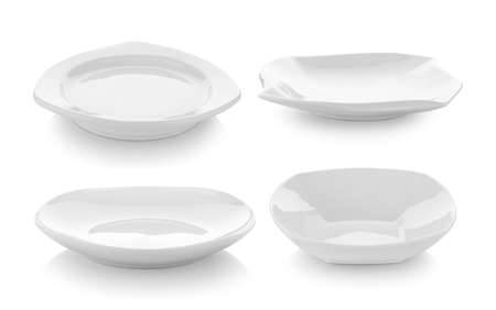 Empty plate isolated on white backgroundの写真素材