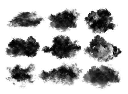 black cloud or smoke on white backgroundの写真素材