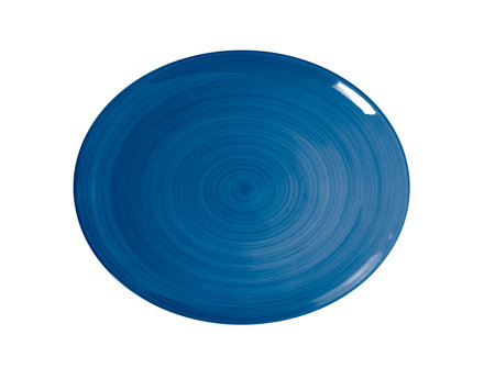 blue plate on white background. top viewの写真素材
