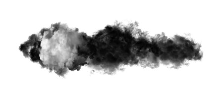 Black clouds or smoke isolated on white backgroundの写真素材